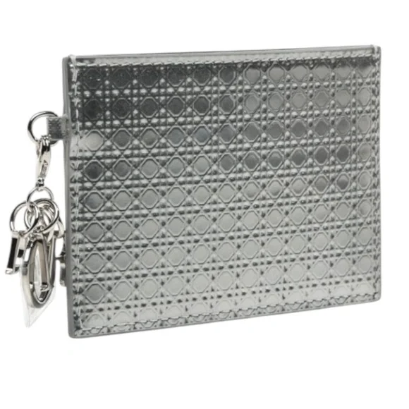 Dior Bags Christian Dior Metallic Cannage Leather Lady Dior Card Holder Silvery Poshmark